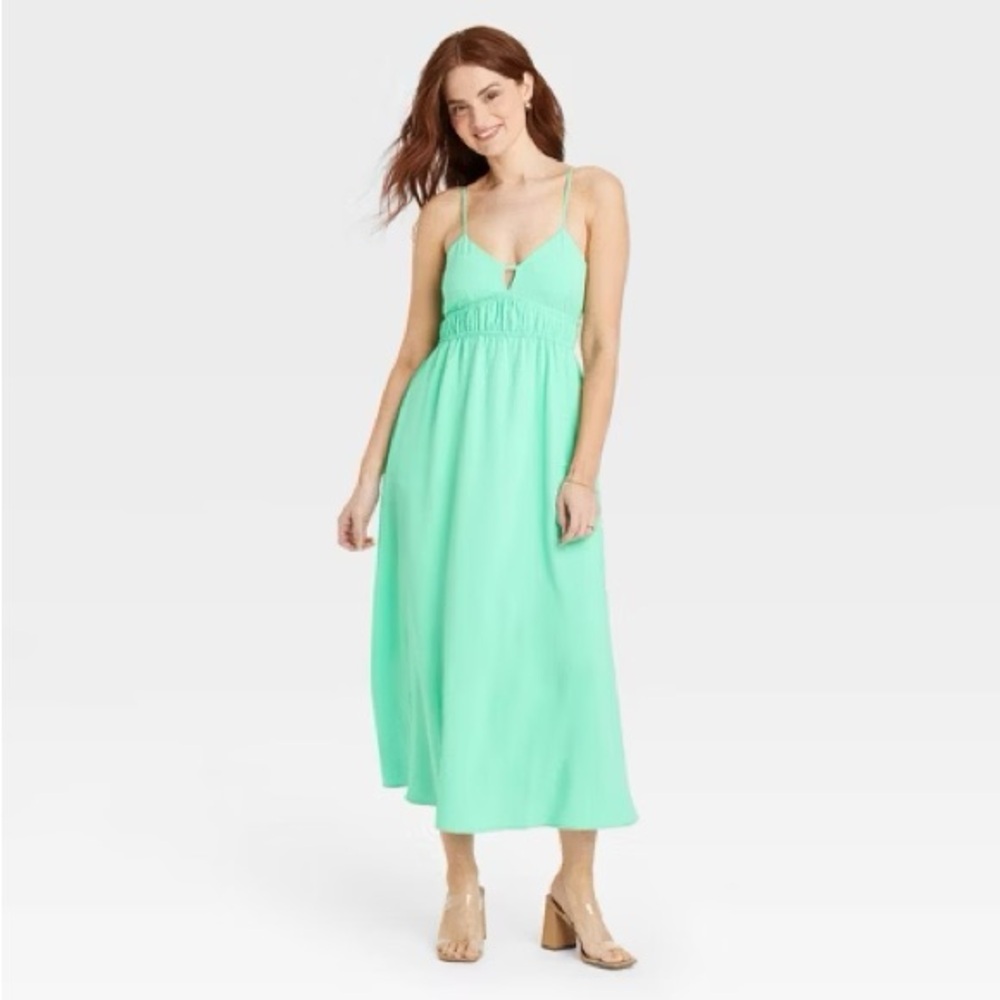 NWT A New Day Mint Green Midi Spaghetti Strap Dress Size L
